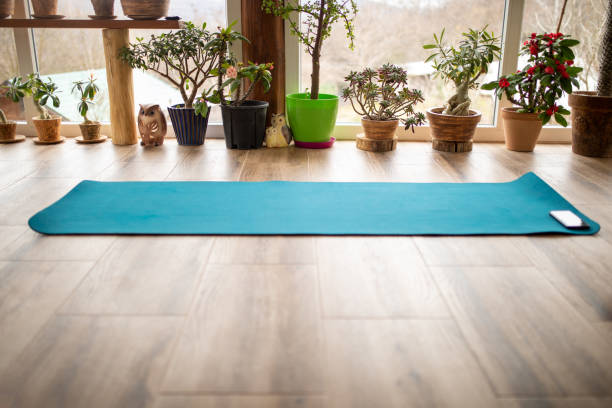 istock Everything ready for yoga and on terrace at home 1464189240