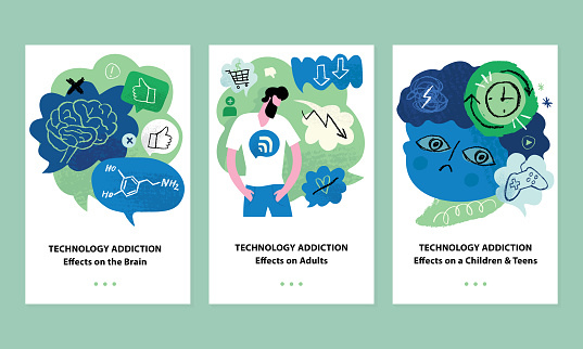 Technology Addictions Effects On Brain Adults Children Stock ...