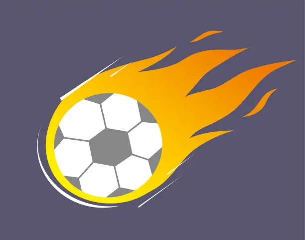 Vector illustration of Flaming Soccer ball