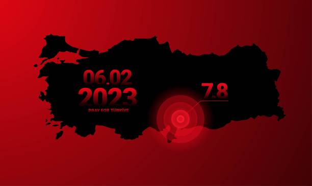 2023년 2월 6일 투르키예 지진. 터키를 위해 기도하십시오. 7.8 점. 벡터 - turkey earthquake stock illustrations