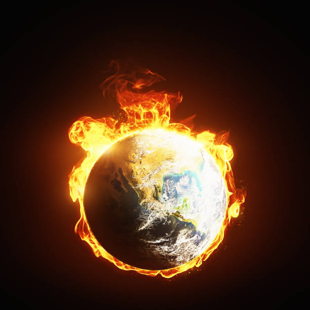 istock Burning Planet Earth represents climate change or war 1464199895