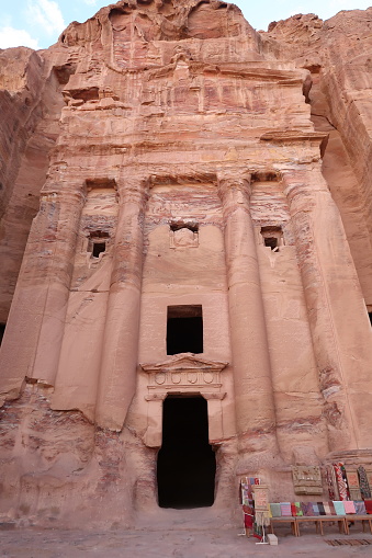 One of the tombs at the street of facades, royal tombs, Petra, Jordan 2021