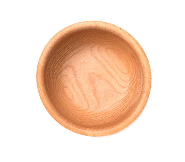 istock Wooden bowl isolated on white, top view 1464202740