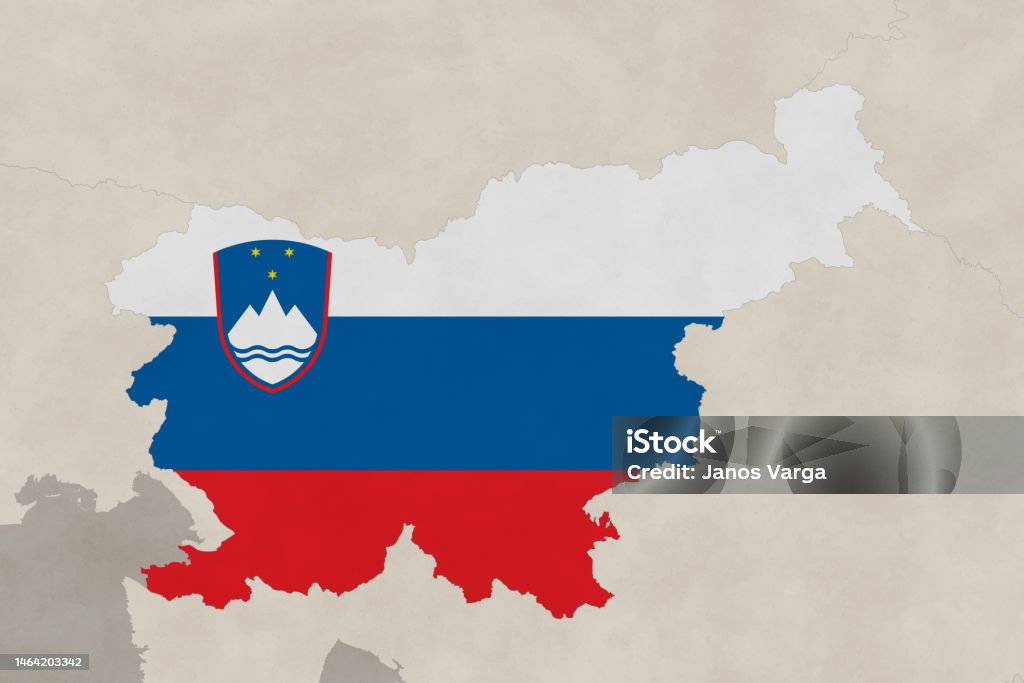 Europe Map Series With Slovenia Old Paper With Flag Stock Illustration
