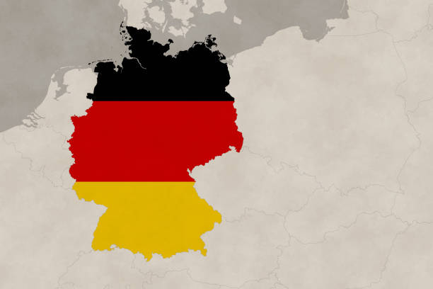 istock Europe map series with Germany, old paper, with flag 1464203603