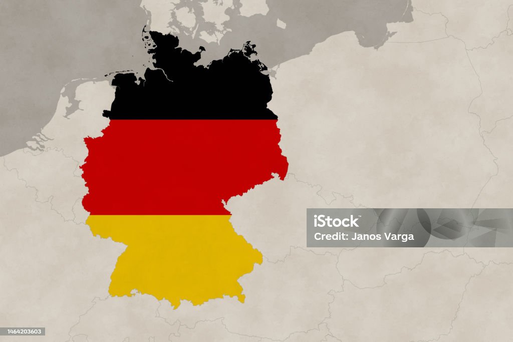 Europe Map Series With Germany Old Paper With Flag Stock Illustration
