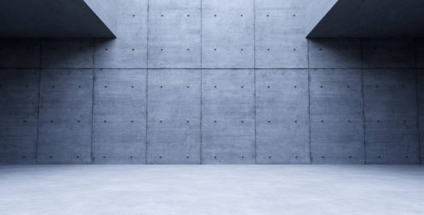 istock Empty, modern concrete walls hallway room with ceiling light in the back 1464204509