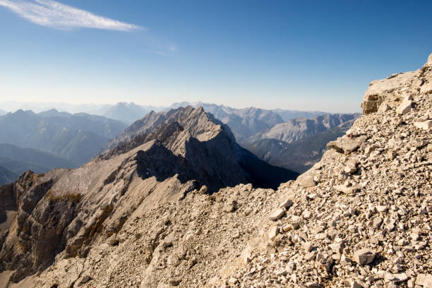 Rocky mountain ridge in the Karwendel stock photo