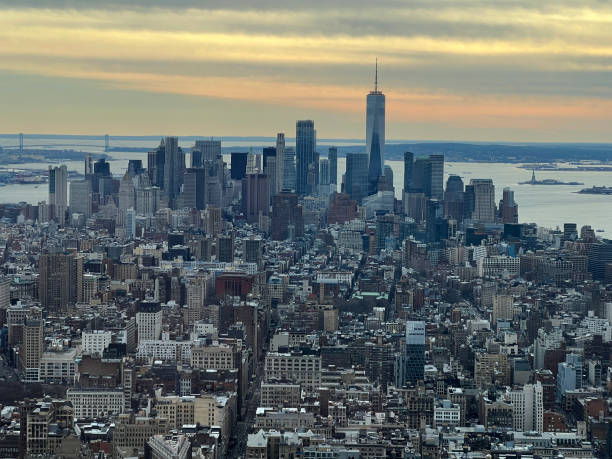 트럼프 타워에서 바라본 뉴욕시 수평 공중 정지 - new york city agency 뉴스 사진 이미지