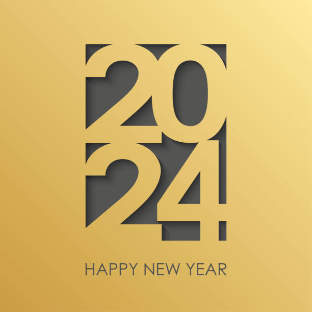 happy new year 2024 text design. greeting card. vector illustration. - happy new year 2024 幅插畫檔、美工圖案、卡通及圖標