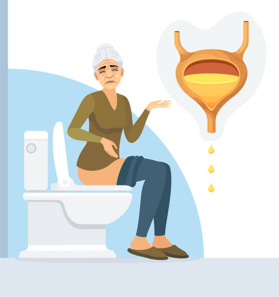 ilustraciones, imágenes clip art, dibujos animados e iconos de stock de mujer caucásica mayor con problemas de incontinencia urinaria. - bodies of water illustrations