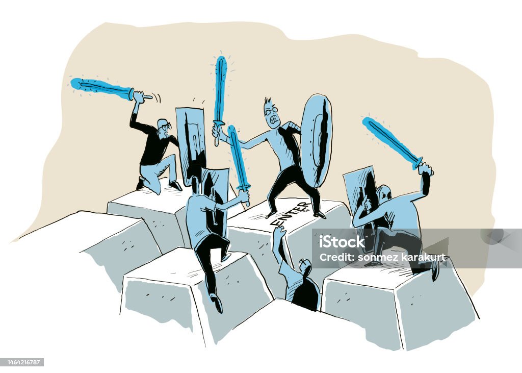 Fighting A Computer Program Computer Technology War Stock Illustration - Download Image Now ...