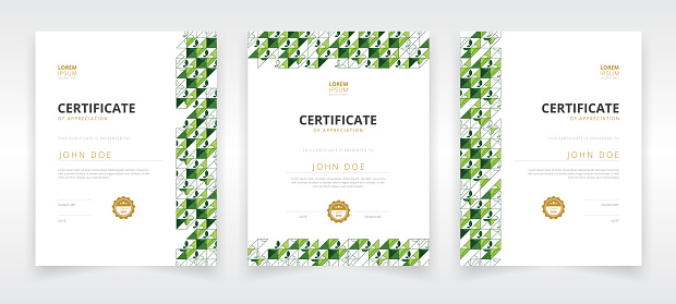 Modern certificate template set that can be used in educational sector or green industries