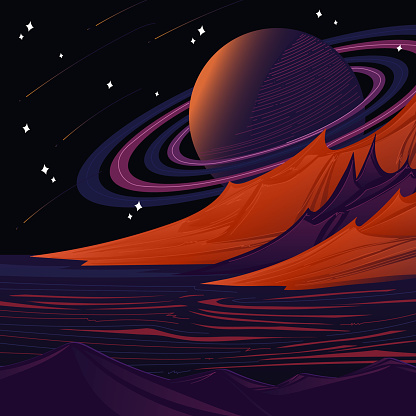 A fantastic alien landscape with a desert.Vector illustration.