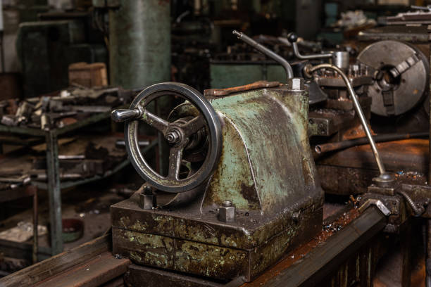 istock Old equipment, machines, tools in an abandoned mechanical factory 1464224196