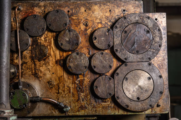 istock Old equipment, machines, tools in an abandoned mechanical factory 1464224277