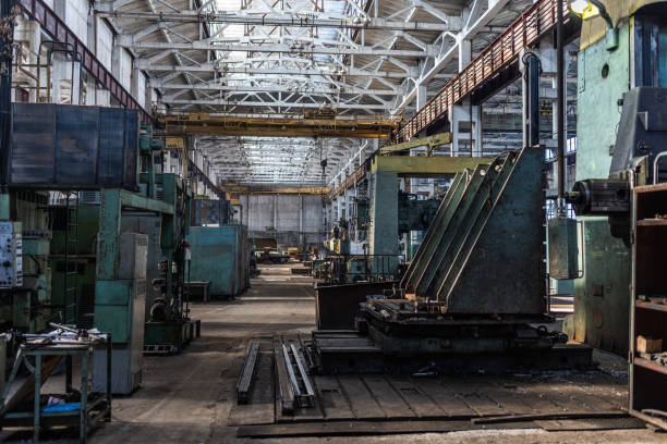 istock Old equipment, machines, tools in an abandoned mechanical factory 1464224359