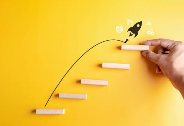istock Shortcut Exponential growth or compound interest, investment fast track into staircase, wealth or earning rising up graph increasing profit financial concept. 1464232456