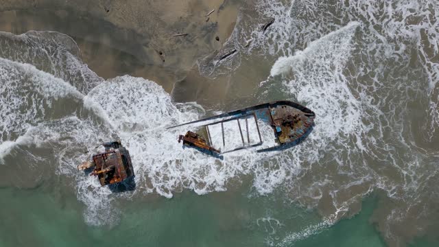 Manzanillo shipwreck beach by drone