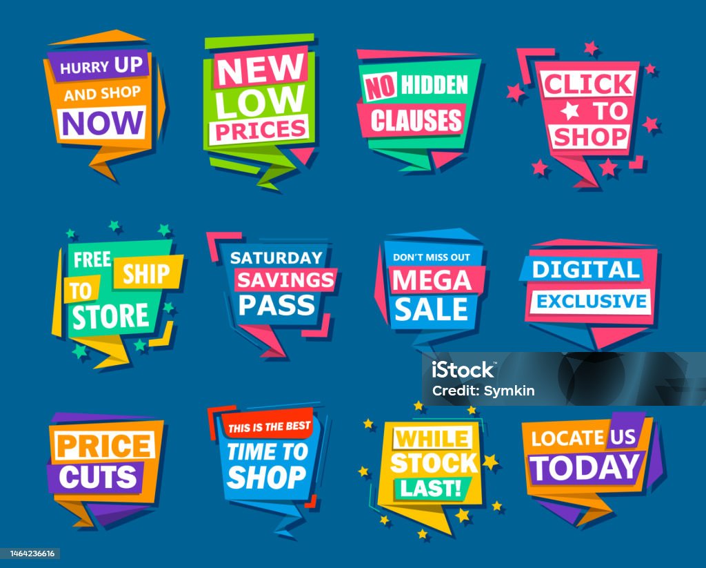 Computer Screen Promo Tags Bright Set Of Tags Vector Illustration Stock Illustration - Download ...
