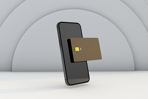 Phone with credit card a 3d business concept shop online