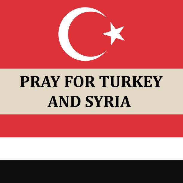 ilustraciones, imágenes clip art, dibujos animados e iconos de stock de oremos por turquía y siria. ayudando a turquía y siria en el terremoto de 2023 - turkey earthquake