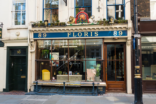 Traditional shops on Jermyn Street in the St James neighborhood of London