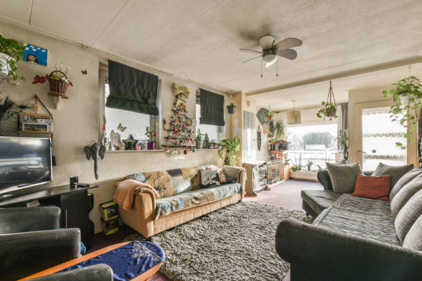 istock a living room with couches and a tv and 1464253033