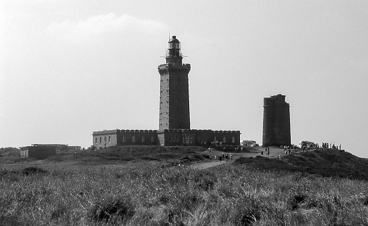 Cap Fréhel, Normandy,  France - aug 11, 1997: the Cape Frehel lighthouse is one of the main ones among the many that overlook and make navigation on the English Channel safer.