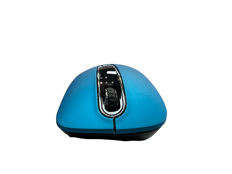 Blue computer mouse isolated on white background