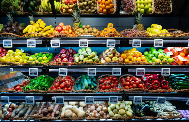 istock Fruits and vegetables in greengrocery 1464258652