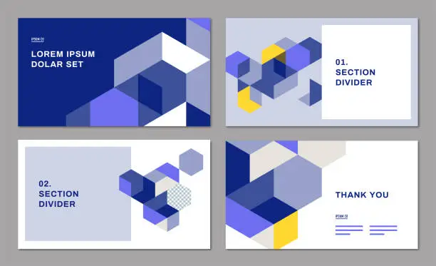 Vector illustration of Presentation title slide design layout with abstract geometric graphics — Dexter System, IpsumCo Series
