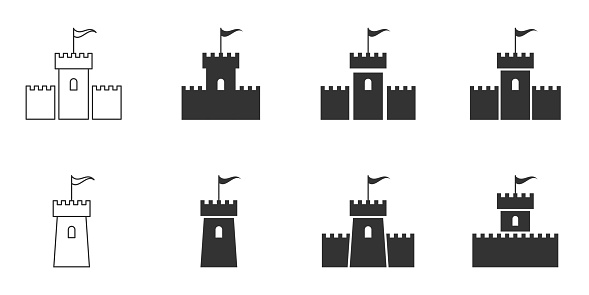 Castle icon set. Vector illustration