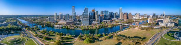 istock Panoramic view of Colorado River and Austin Texas cityscape 1464279694
