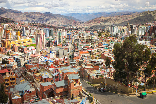 The city of La Paz is built into the a rocky canyon.