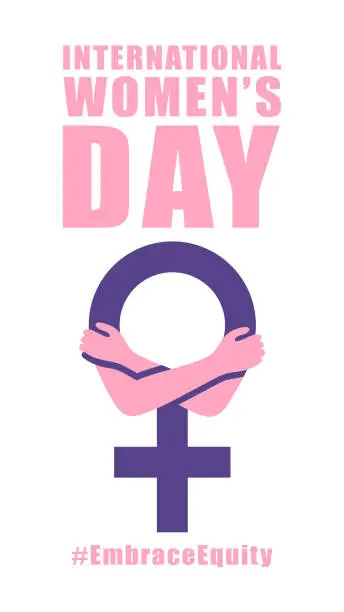 Vector illustration of International womens day concept poster. Embrace equity woman illustration background.