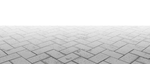 ilustraciones, imágenes clip art, dibujos animados e iconos de stock de perspectiva de desaparición de hormigón en bloque de espiga pavimento vectorial fondo con textura - stone brick pattern concrete
