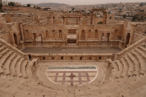 The North Theater in the ancient site of Gerasa, Jerash, Jordan 2021