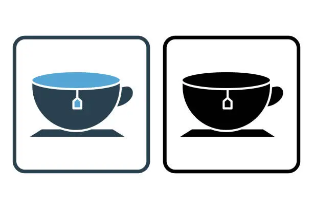 Vector illustration of Breakfast icon illustration. Tea cup icon. Solid icon style. Simple vector design editable