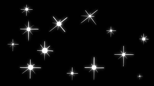 Shining stars on a black screen.