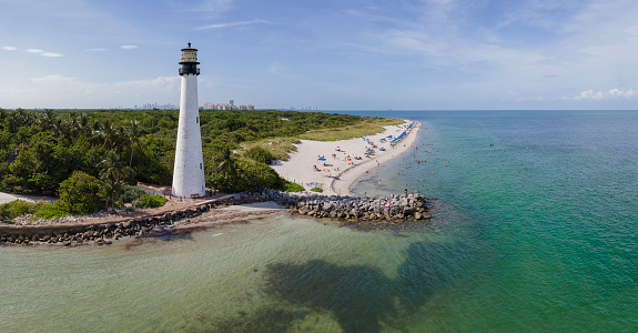 Bill Baggs Cape Florida State Park with trees and ocean view in Miami Florida