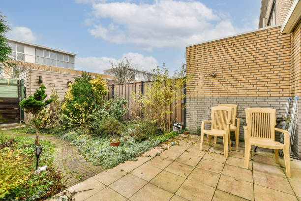 istock the backyard has a patio and a table and chairs 1464309019