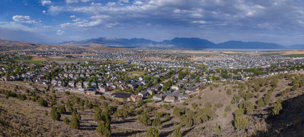 istock Neighborhood on a valley at Eagle Mountain in Utah 1464311818