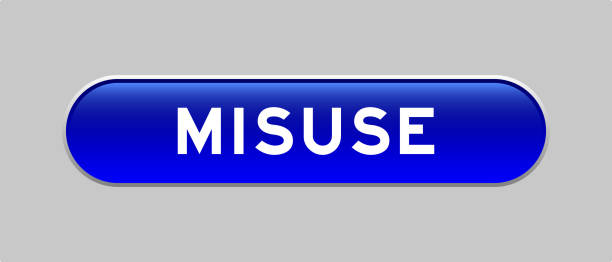 Blue color capsule shape button with word misuse on gray background Blue color capsule shape button with word misuse on gray background misuse of data stock illustrations