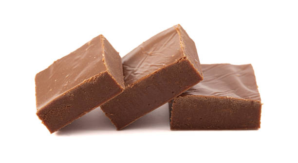 Plain Chocolate Fudge Isolated on a White Background