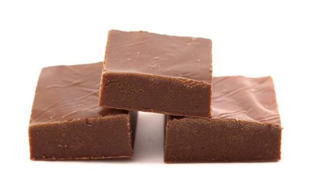 istock Plain Chocolate Fudge Isolated on a White Background 1464314427