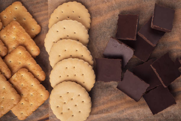 top view from a stack of thin mint chocolate cookies