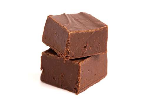 Pieces of Plain Chocolate Fudge in 1 Inch Cubes