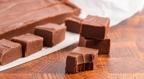 istock Plain Chocolate Fudge in 1 Inch Cubes 1464314719