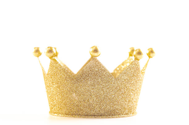 A Classic Golden Crown Isolated on a White Background
